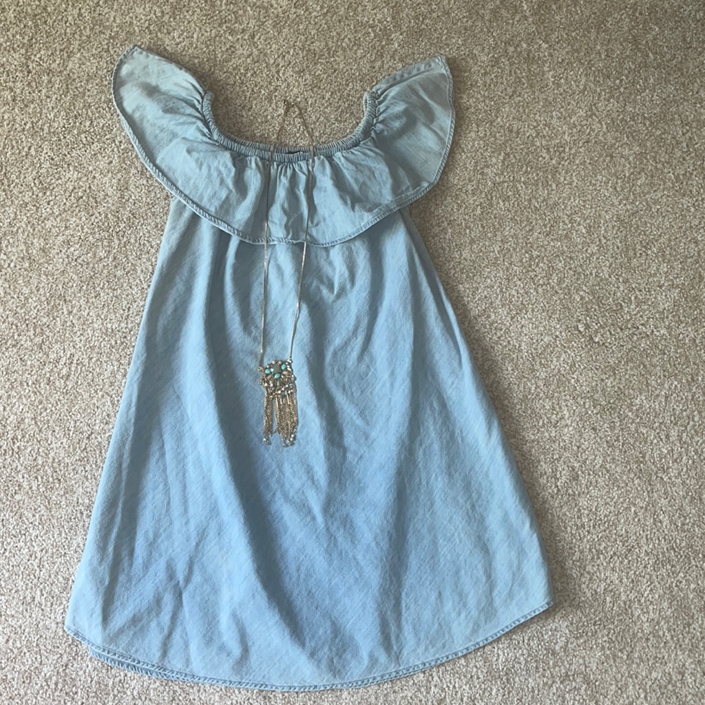 Express Denim Dress W Express Necklace